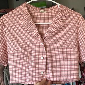 Brandy John Galt pink plaid top